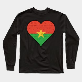 Burkinabe Jigsaw Puzzle Heart Design - Gift for Burkinabe With Burkina Faso Roots Long Sleeve T-Shirt